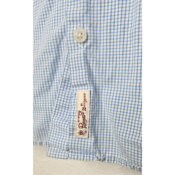 Original Penguin Mens Button Down Shirt XL Blue Gingham Logo Short Sleeve Cuffed - Picture 5 of 10